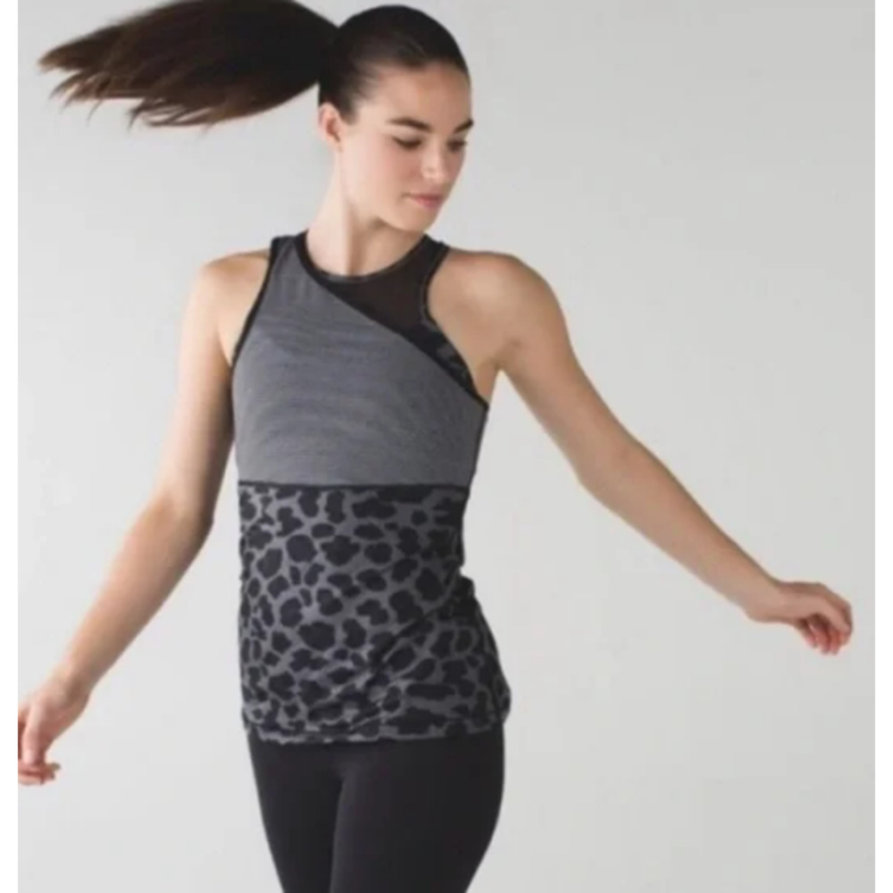 Lululemon Meshed Up Tank  Leopard Print One Shoulder